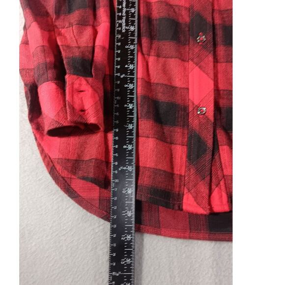 Athleta Red Black Buffalo Plaid Flannel Shirt Women’s xs Button Down Casual - Picture 2 of 6